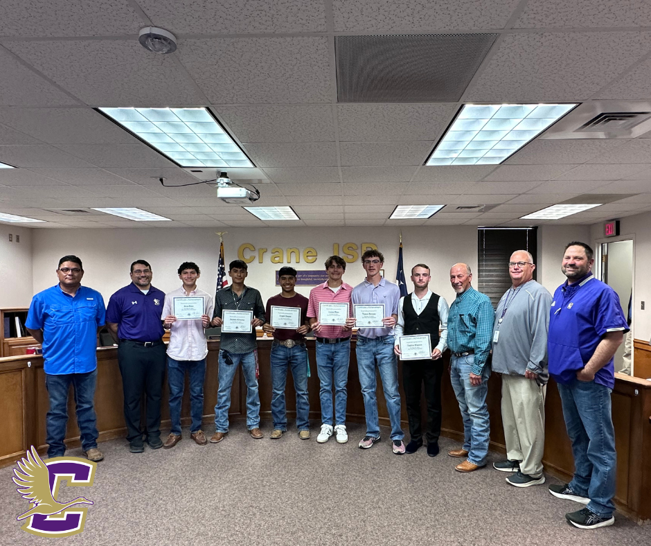 During the May School Board meeting tonight, the Crane High School Track State qualifiers were recognized. 